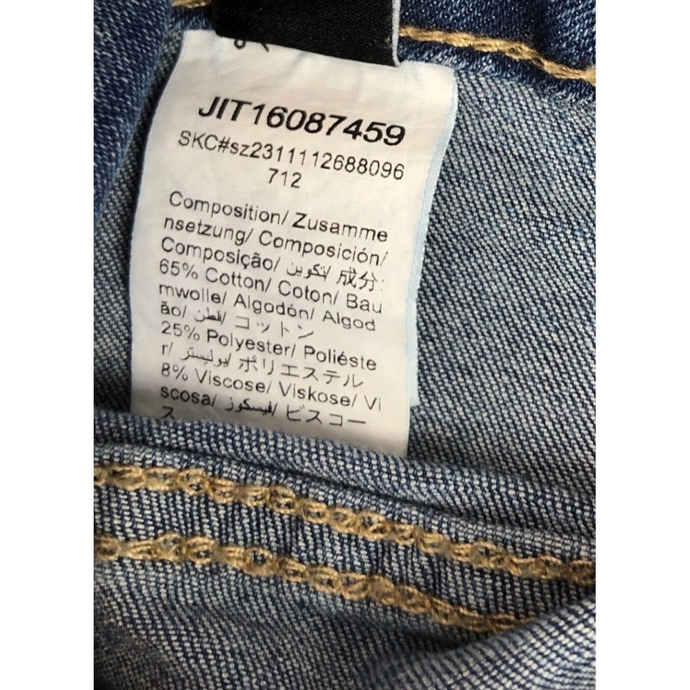 Shein Womens Petite L Dark Wash Denim Cargo Flare Jeans Buckle Strap Blue Retro - Picture 4 of 11